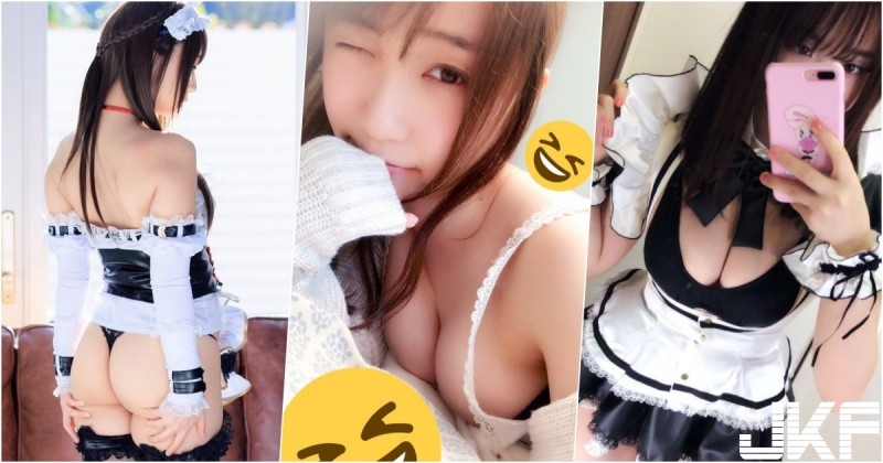 好圓喔～「清新奶妹」辣扮俏女僕！白嫩車頭燈勾人視線