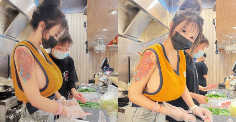 日式居酒屋「爆乳打工仔」豪露白嫩奶球　深溝接客服務一百分